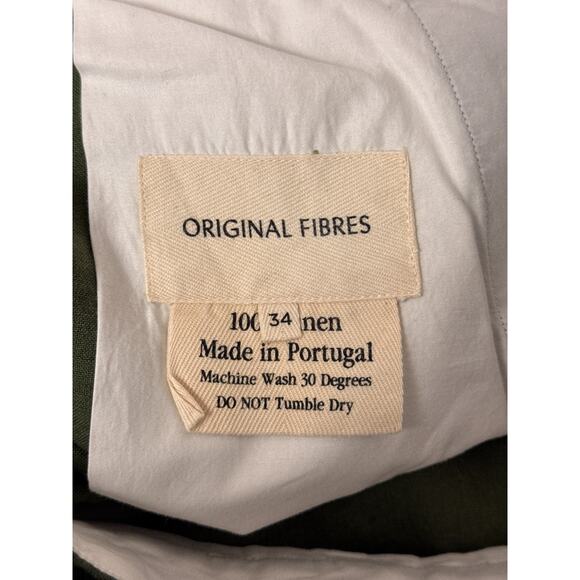 Original Fibres Pants 34 x 31 Mens Green Linen Straight Leg - Picture 6 of 7